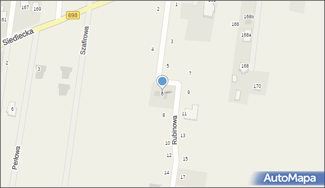 Stok Lacki, Rubinowa, 6, mapa Stok Lacki