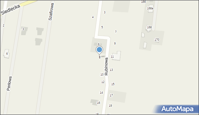 Stok Lacki, Rubinowa, 8, mapa Stok Lacki