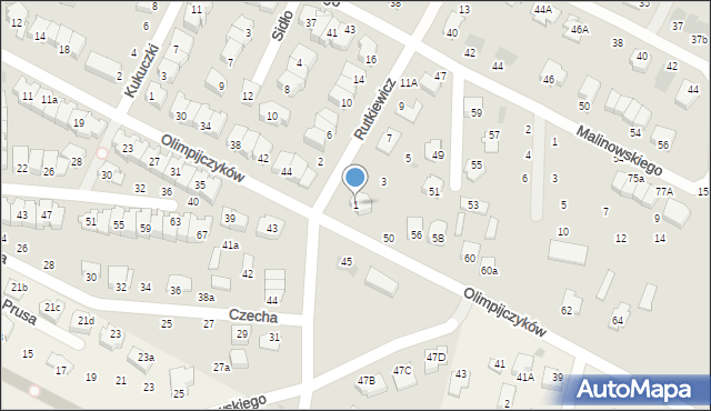 Świdnik, Rutkiewicz Wandy, 1, mapa Świdnika