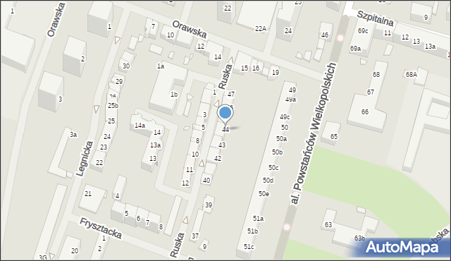 Szczecin, Ruska, 44, mapa Szczecina