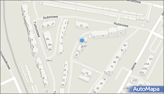 Szczecin, Rubinowa, 15, mapa Szczecina