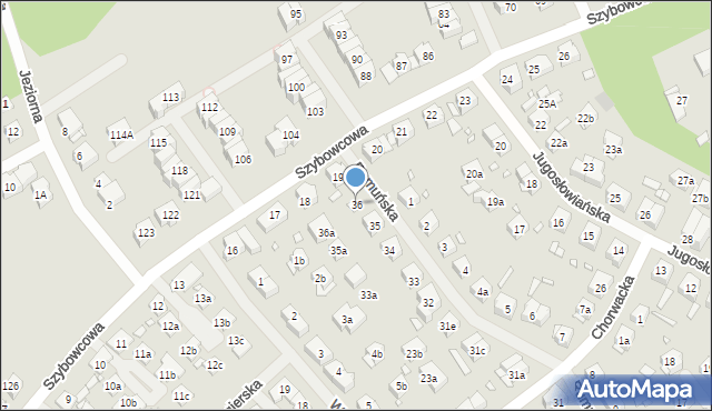 Szczecin, Rumuńska, 36, mapa Szczecina