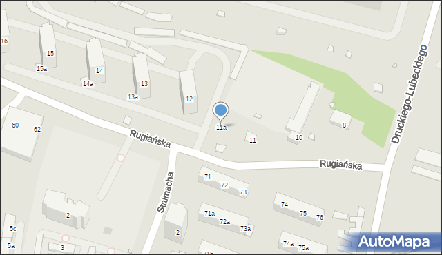 Szczecin, Rugiańska, 11a, mapa Szczecina