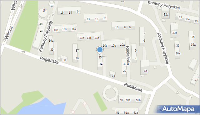 Szczecin, Rugiańska, 35, mapa Szczecina