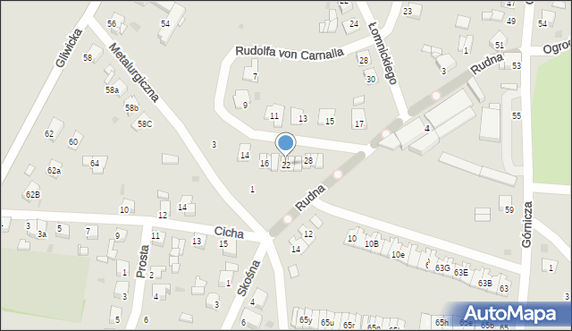 Tarnowskie Góry, Rudolfa von Carnalla, 22, mapa Tarnowskie Góry