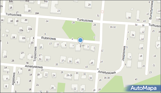 Toruń, Rubinowa, 5, mapa Torunia