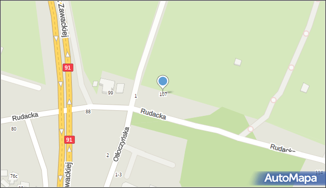 Toruń, Rudacka, 107, mapa Torunia