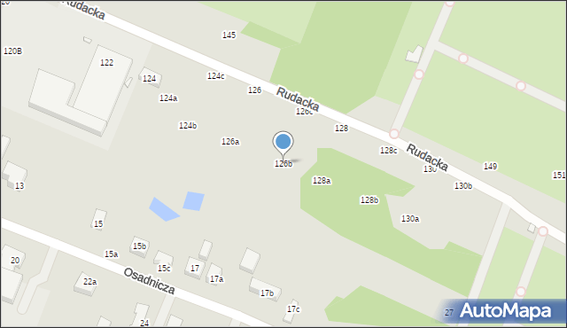 Toruń, Rudacka, 126b, mapa Torunia