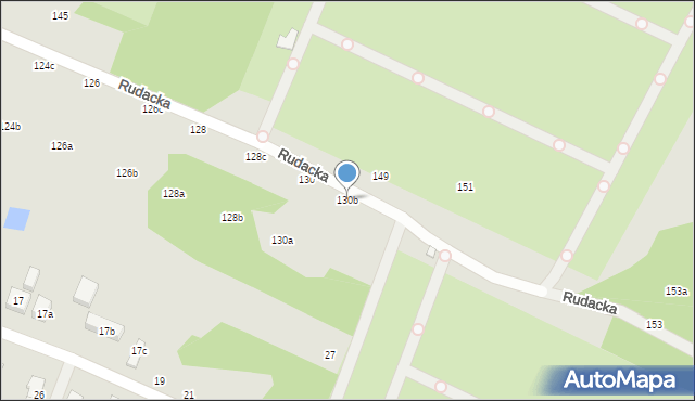 Toruń, Rudacka, 130b, mapa Torunia