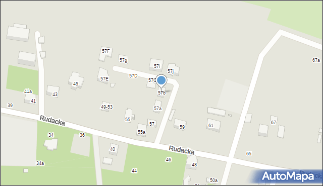 Toruń, Rudacka, 57b, mapa Torunia