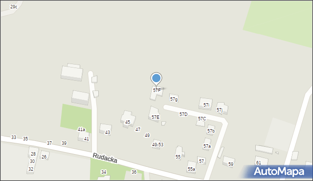 Toruń, Rudacka, 57F, mapa Torunia