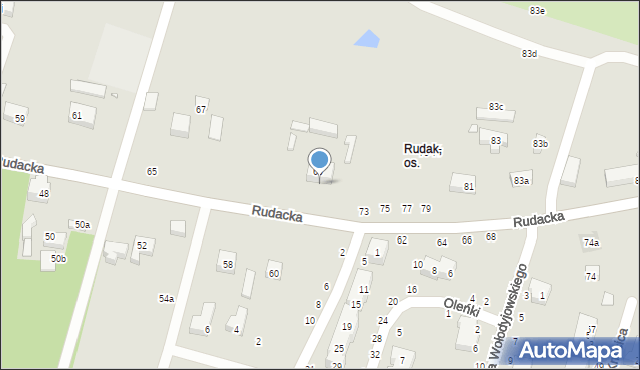 Toruń, Rudacka, 69-71, mapa Torunia