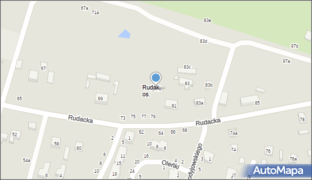 Toruń, Rudacka, 75-77, mapa Torunia