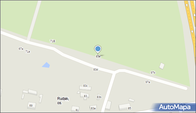 Toruń, Rudacka, 83e, mapa Torunia