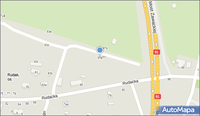 Toruń, Rudacka, 97a, mapa Torunia