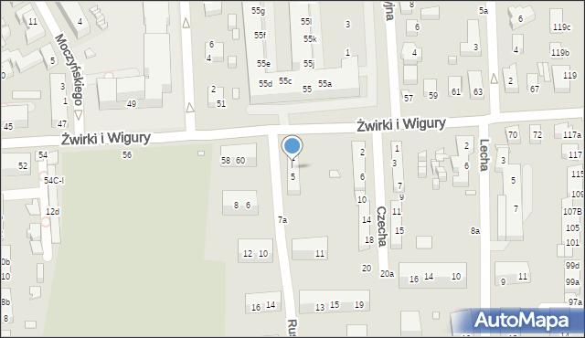 Toruń, Rusa, 3, mapa Torunia