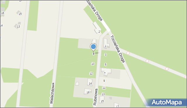Trzciany, Rubinowa, 8, mapa Trzciany
