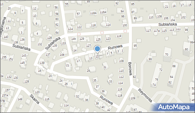 Tychy, Runowa, 11, mapa Tychów