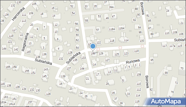 Tychy, Runowa, 14b, mapa Tychów