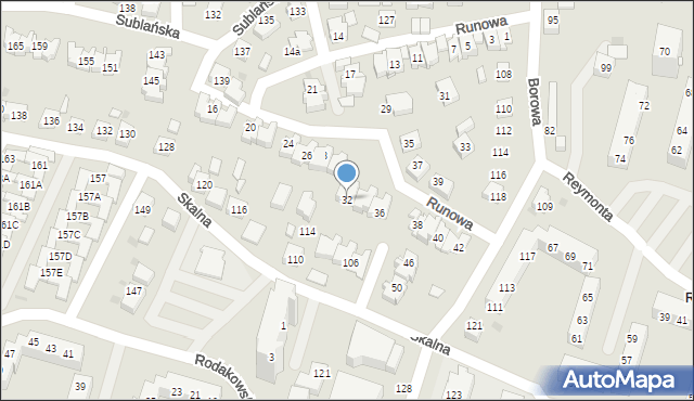 Tychy, Runowa, 32, mapa Tychów