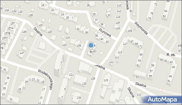 Tychy, Runowa, 50, mapa Tychów