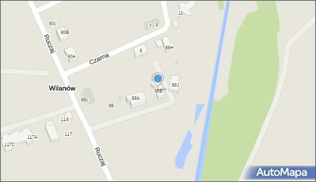 Warszawa, Ruczaj, 88B, mapa Warszawy