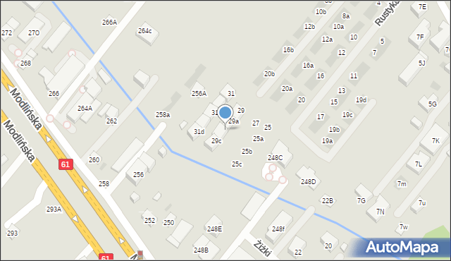 Warszawa, Rustykalna, 29b, mapa Warszawy