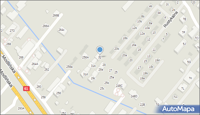 Warszawa, Rustykalna, 31, mapa Warszawy