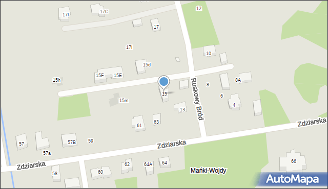 Warszawa, Ruskowy Bród, 15, mapa Warszawy