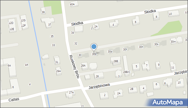 Warszawa, Ruskowy Bród, 30b, mapa Warszawy