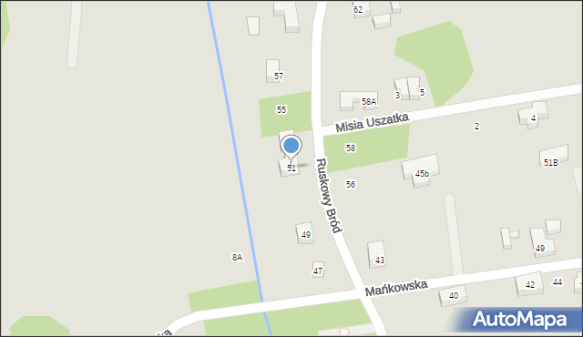 Warszawa, Ruskowy Bród, 51, mapa Warszawy