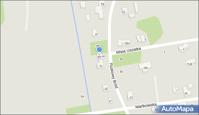 Warszawa, Ruskowy Bród, 53, mapa Warszawy
