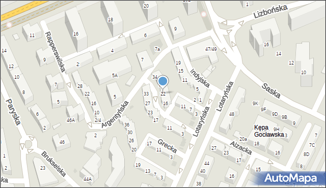 Warszawa, Rumuńska, 22, mapa Warszawy