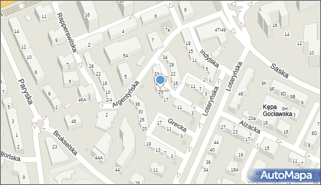 Warszawa, Rumuńska, 23, mapa Warszawy