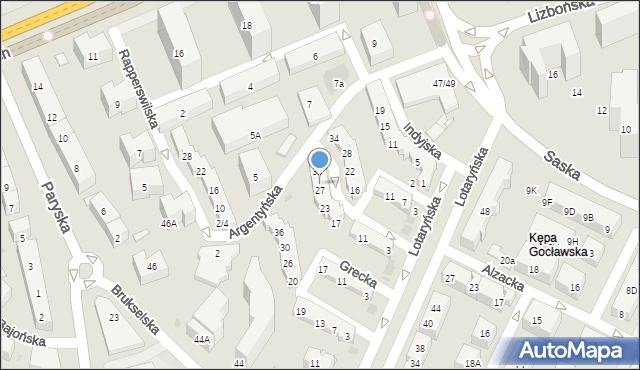 Warszawa, Rumuńska, 29, mapa Warszawy