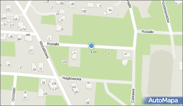 Warszawa, Rusałki, 6, mapa Warszawy