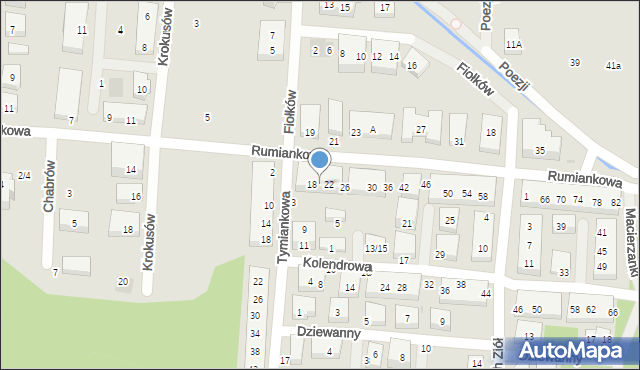 Warszawa, Rumiankowa, 20, mapa Warszawy