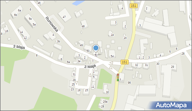 Węgorzyno, Runowska, 51, mapa Węgorzyno