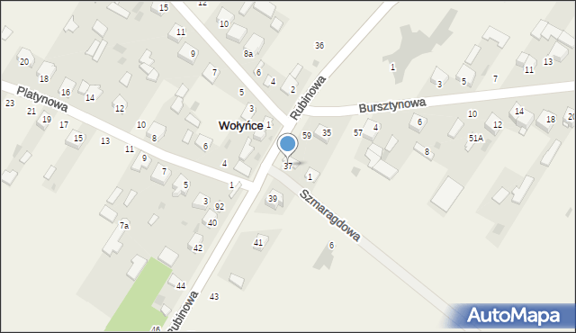 Wołyńce, Rubinowa, 37, mapa Wołyńce