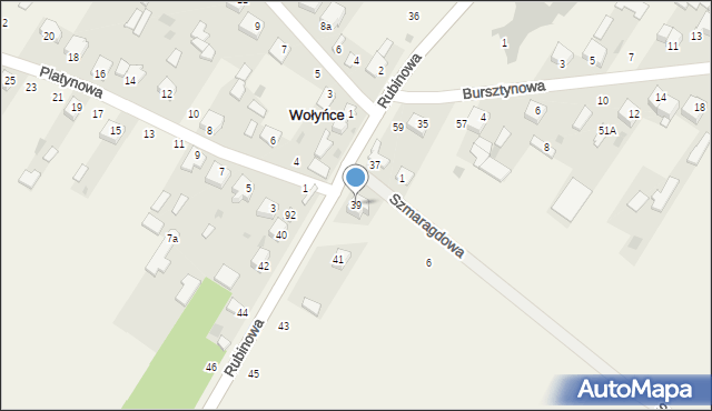 Wołyńce, Rubinowa, 39, mapa Wołyńce