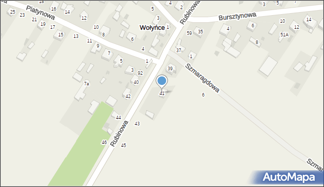 Wołyńce, Rubinowa, 41, mapa Wołyńce