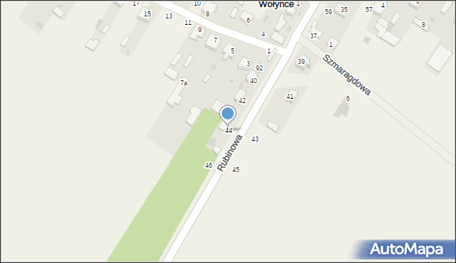 Wołyńce, Rubinowa, 44, mapa Wołyńce