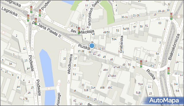 Wrocław, Ruska, 40, mapa Wrocławia