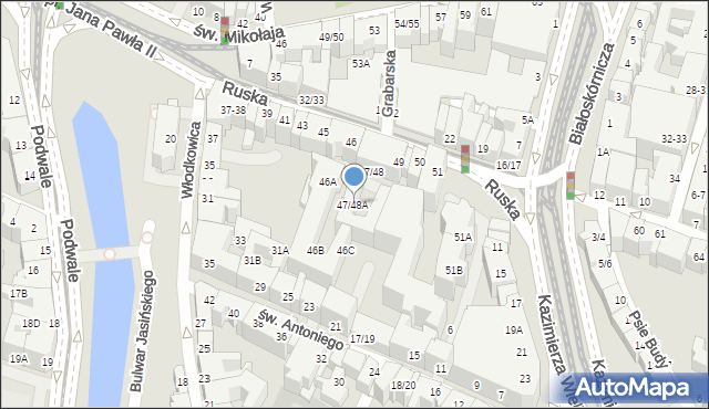 Wrocław, Ruska, 47/48A, mapa Wrocławia