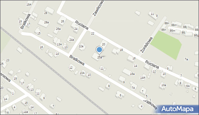 Wrocław, Ruciana, 20a, mapa Wrocławia