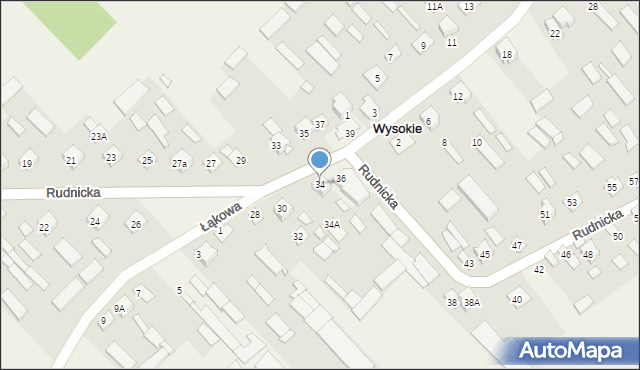 Wysokie, Rudnicka, 34, mapa Wysokie