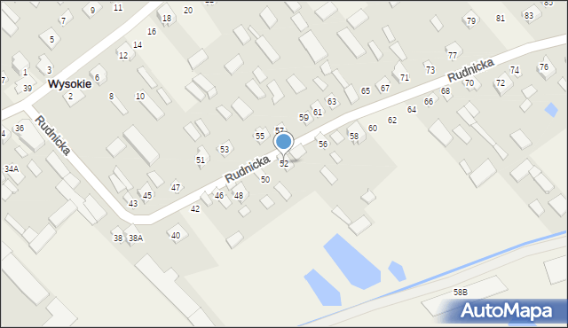 Wysokie, Rudnicka, 52, mapa Wysokie