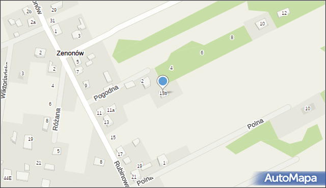 Zenonów, Rubinowa, 13b, mapa Zenonów