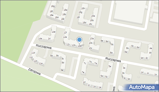 Zielona Góra, Ruczajowa, 12a, mapa Zielona Góra