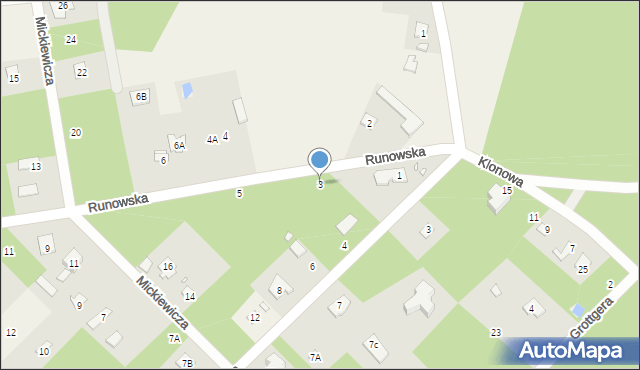 Złotokłos, Runowska, 3, mapa Złotokłos